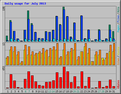 Daily usage for July 2013