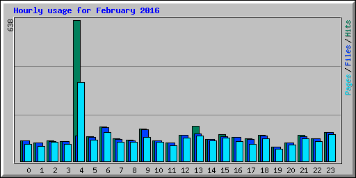 Hourly usage for February 2016