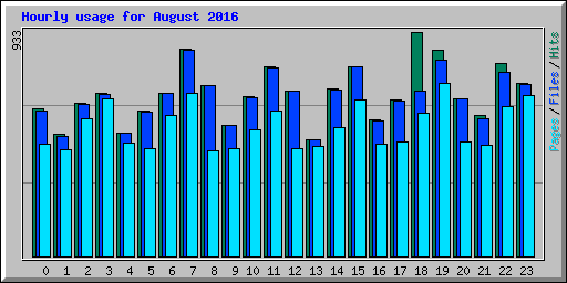 Hourly usage for August 2016